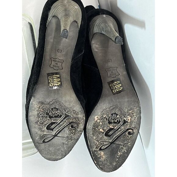 Free People Size 40 EU 10 US Black Suede Slouch Ankle Pointed Toe Skinny Heel - Picture 10 of 13